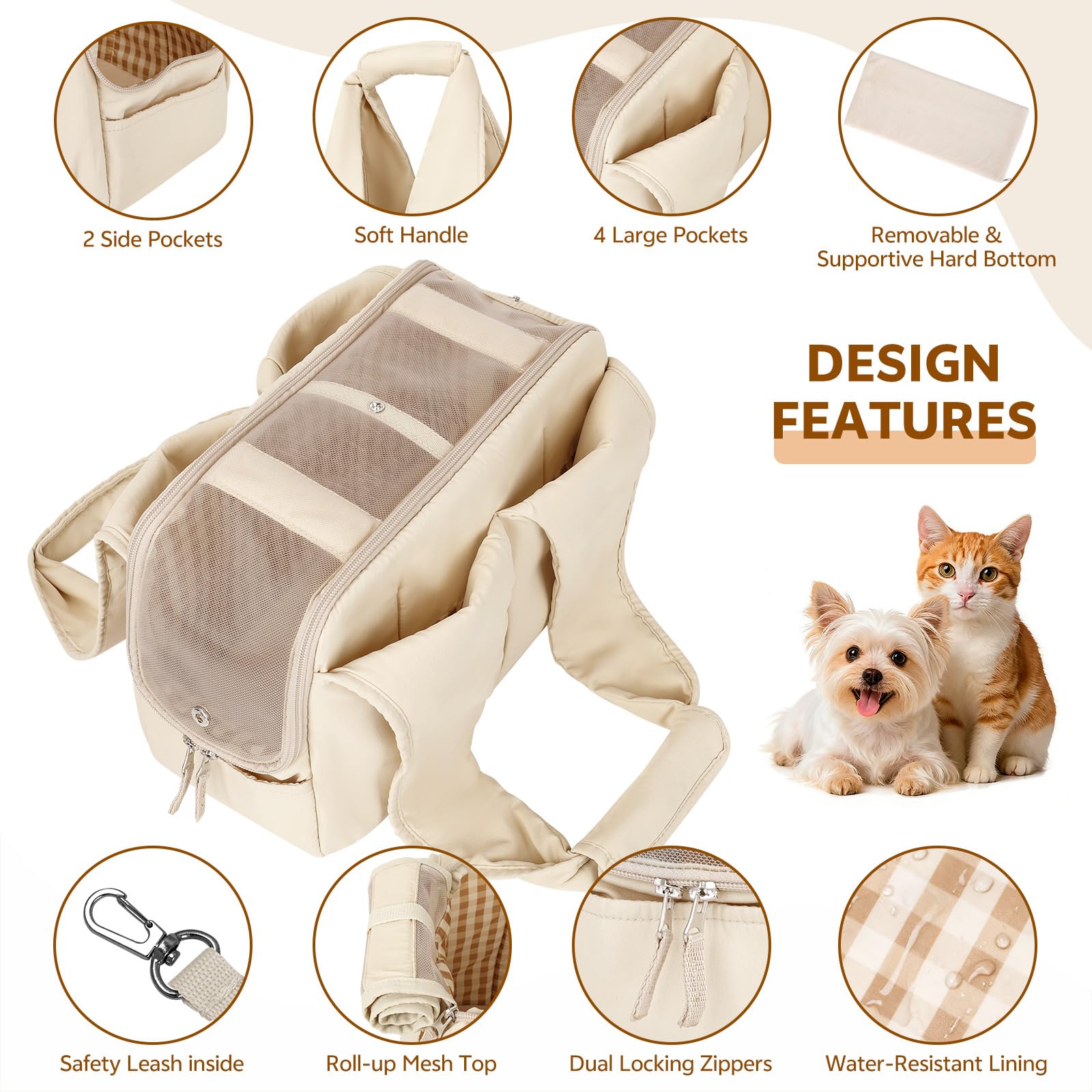 PONEISH six-pocket design for treats, bottles, and essentials.