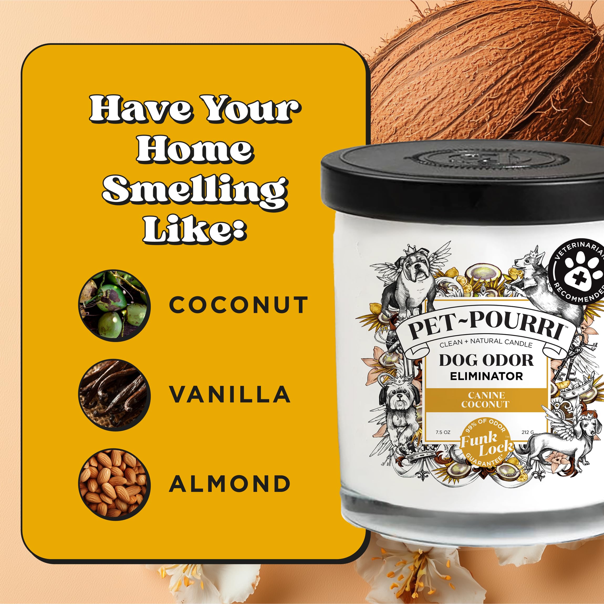 Poo-Pourri Canine Coconut Candle in a cozy home setting