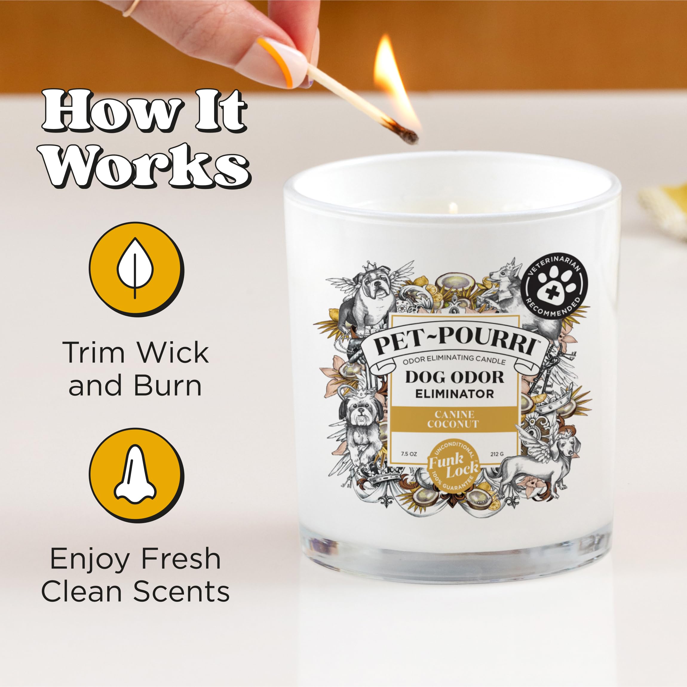 Poo-Pourri Canine Coconut Candle wax close-up reveals natural plant-based formula