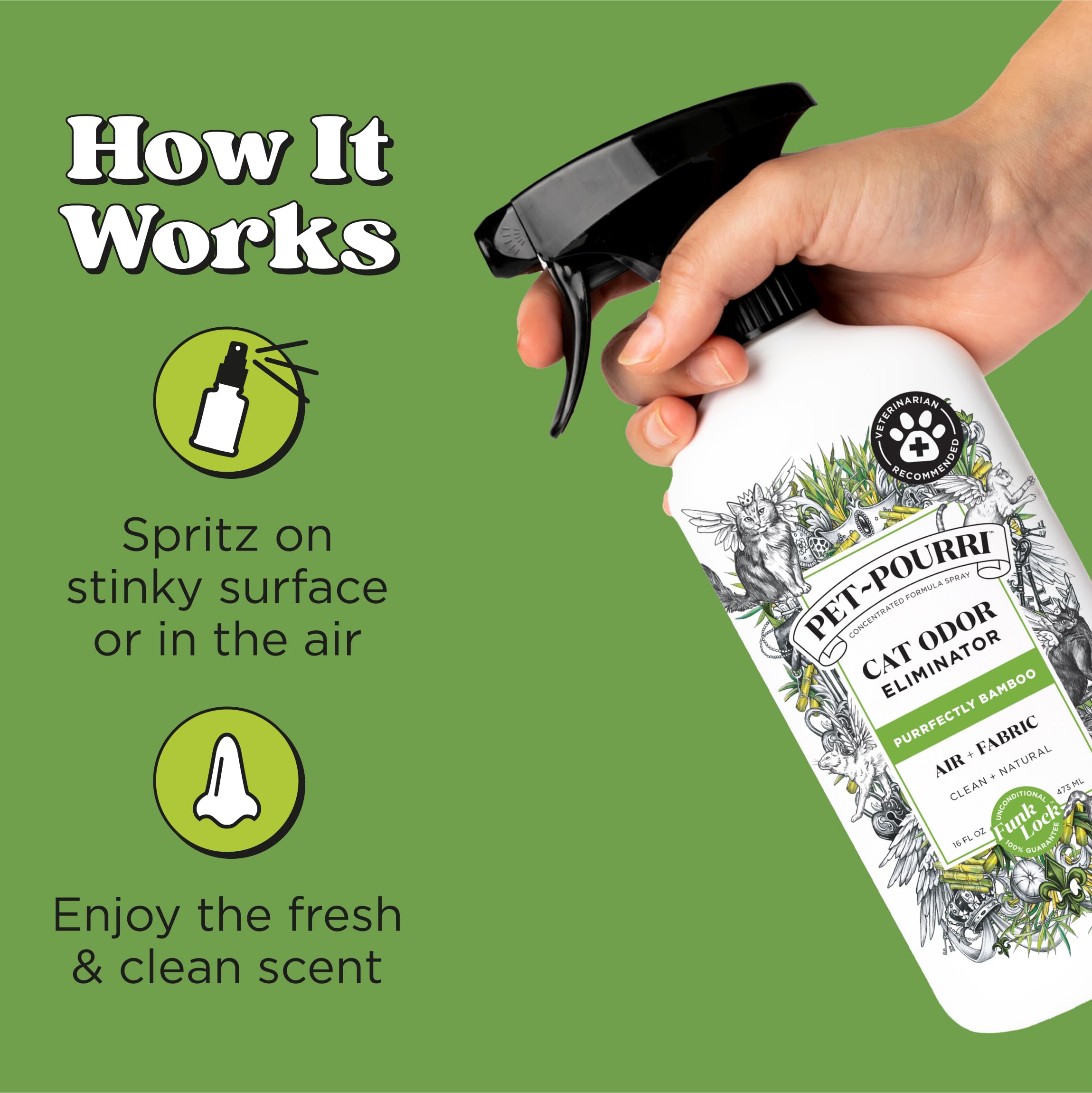 Poo-Pourri Purrfectly Bamboo litter box odor neutralizer tackles strong urine smells.