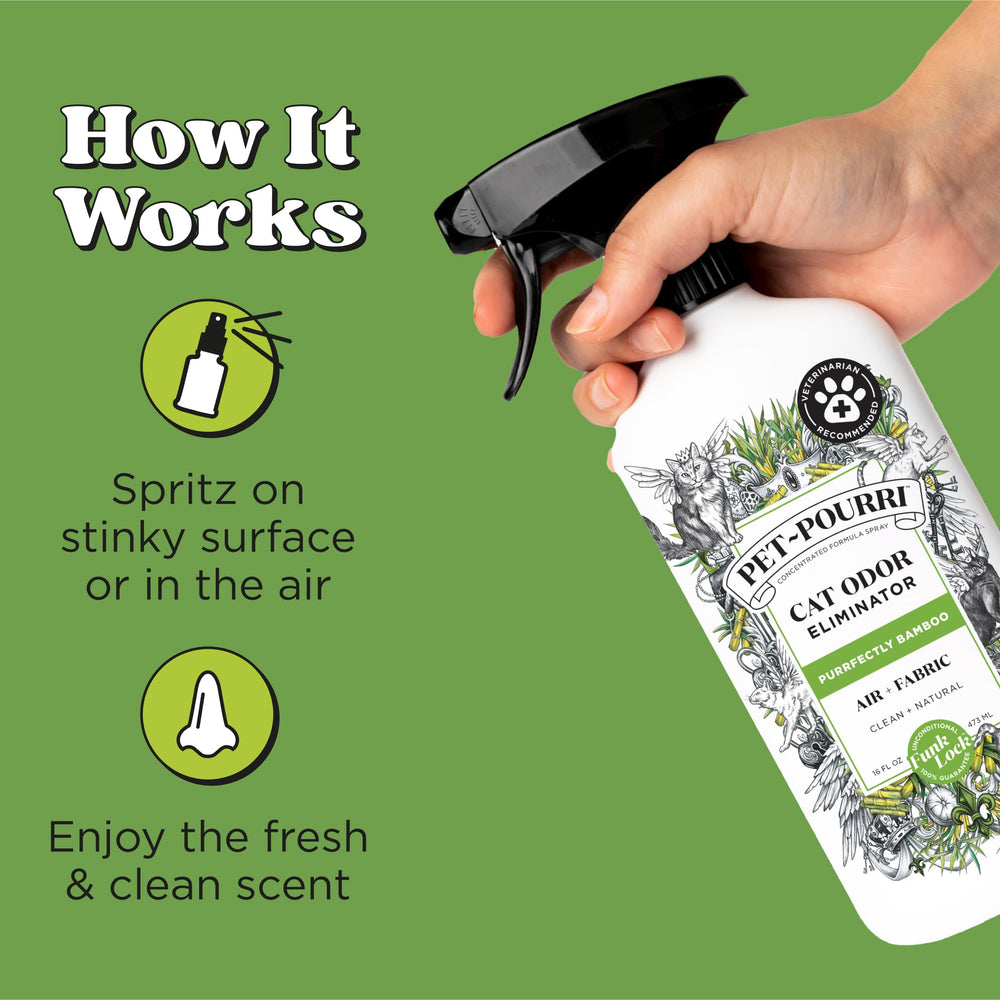 Poo-Pourri Purrfectly Bamboo litter box odor neutralizer tackles strong urine smells.