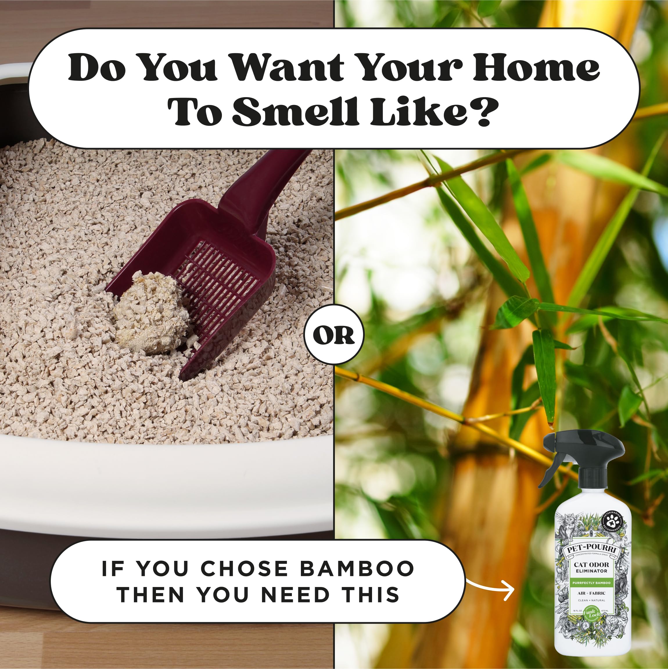 Poo-Pourri Purrfectly Bamboo room spray keeps homes smelling inviting.