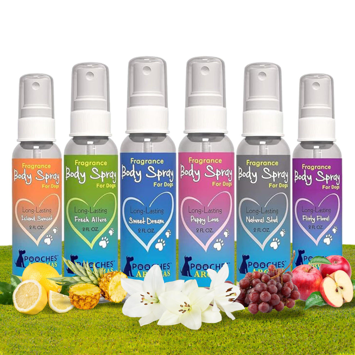 Pooches Aromas natural dog cologne bottle pour delivers a light, long lasting fresh scent