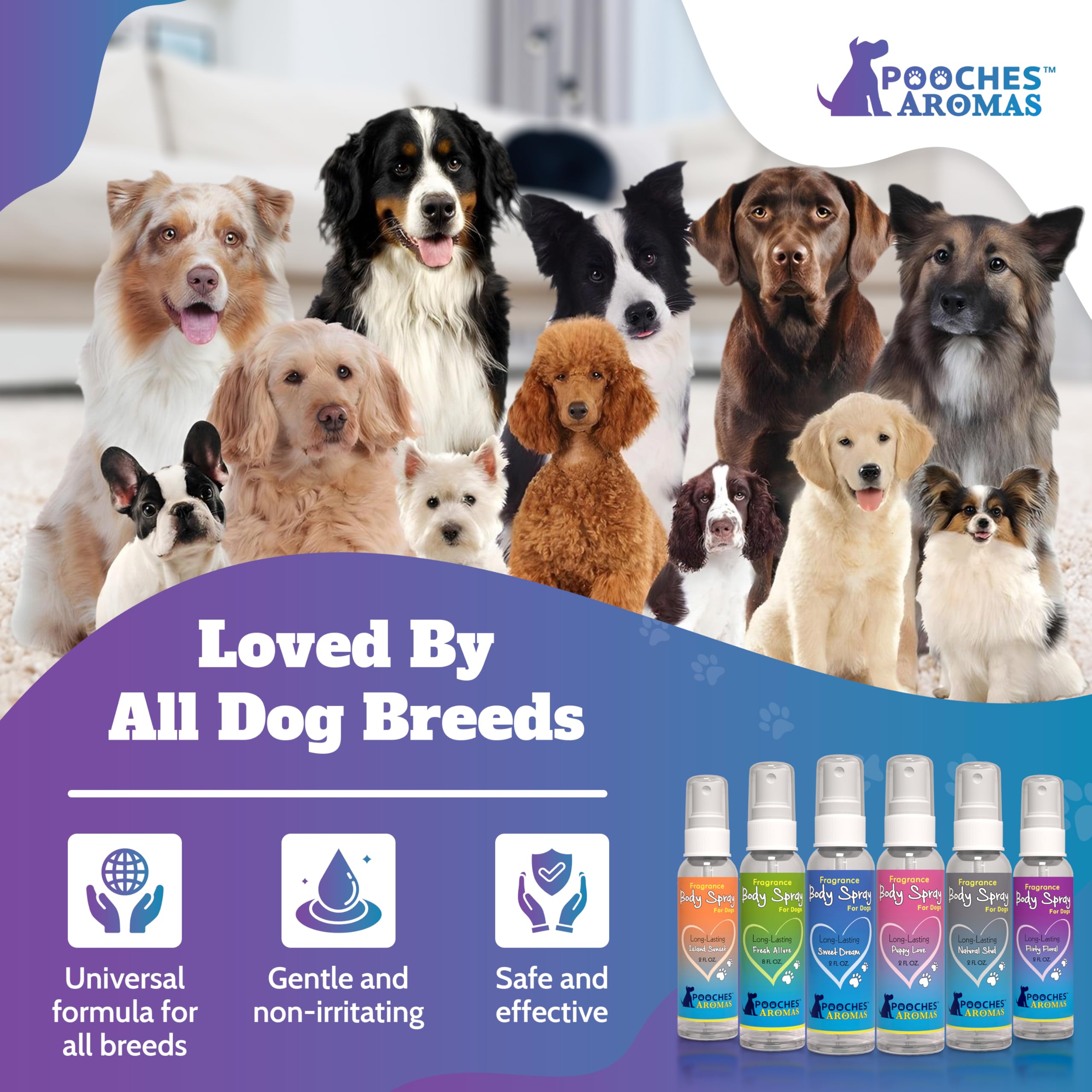 Pooches Aromas natural dog cologne odor elimination keeps pup smelling clean