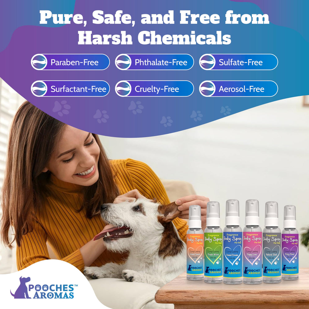 Pooches Aromas natural dog cologne puppy friendly formula gentle on sensitive skin