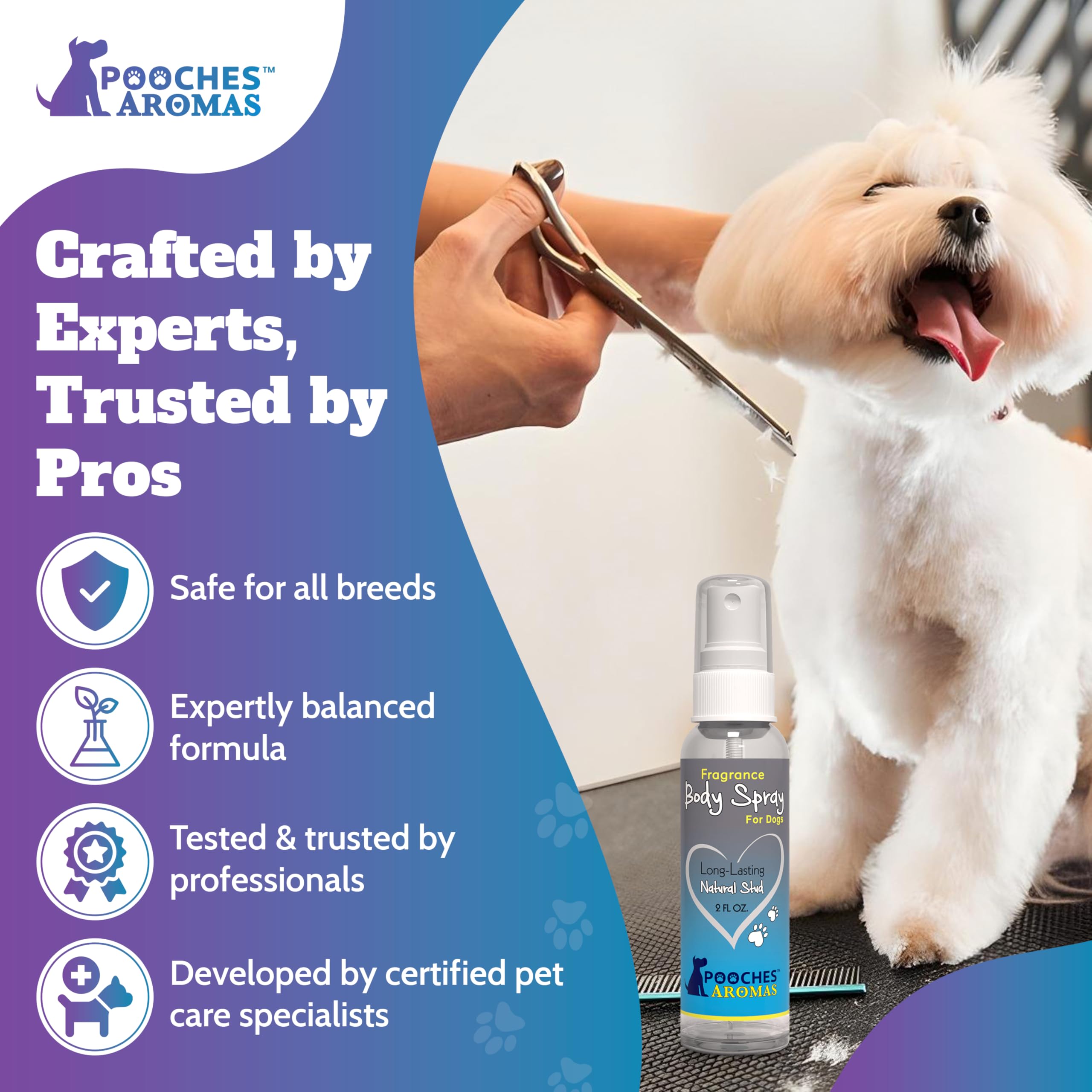 Pooches Aromas natural dog cologne six scent collection showcases signature fragrances