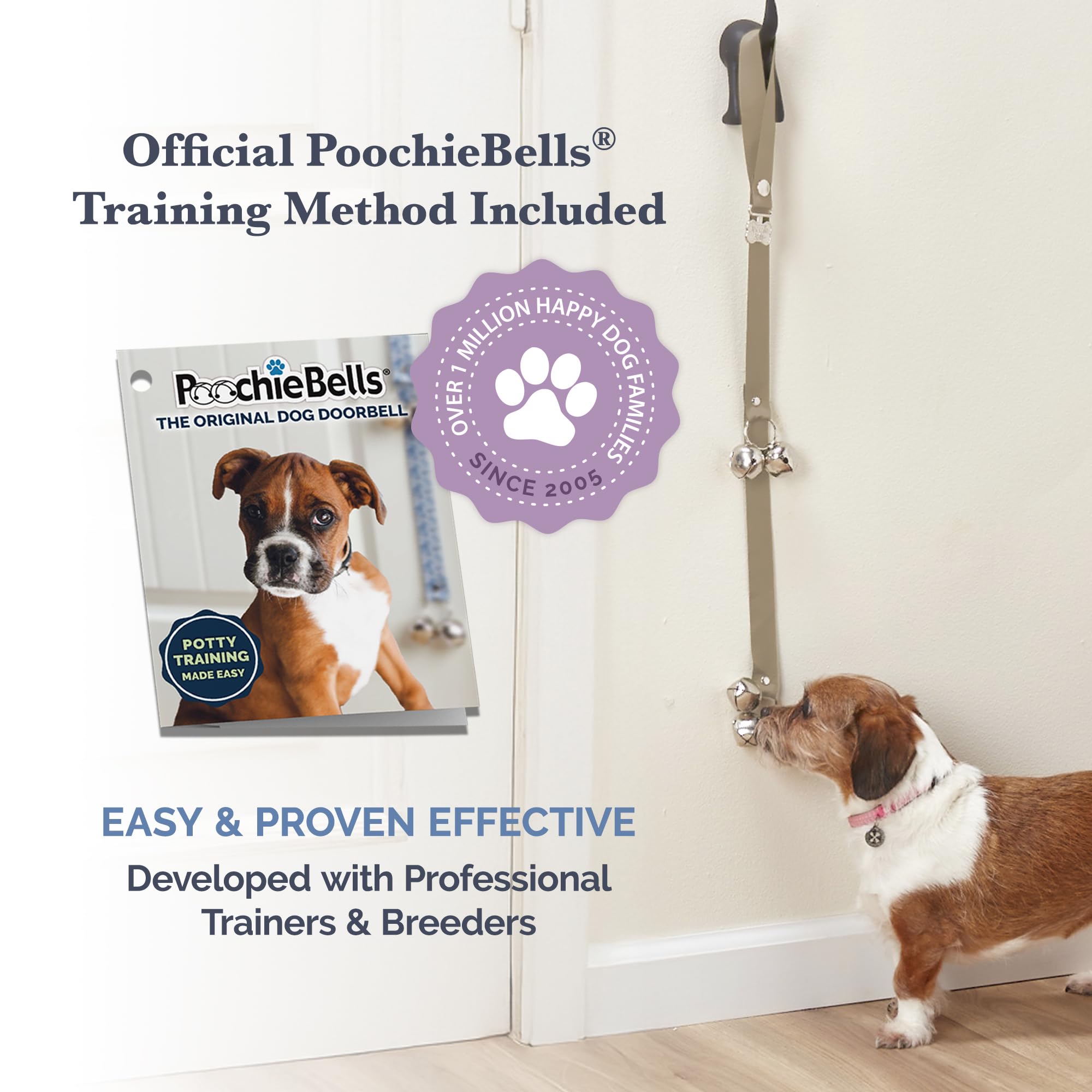 PoochieBells handmade in USA since 2005, showcasing craftsmanship and pet care.