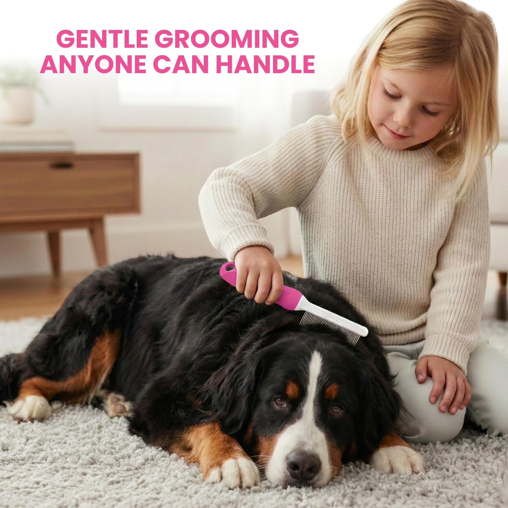 POODLIE pink grooming accessory adds a friendly touch.