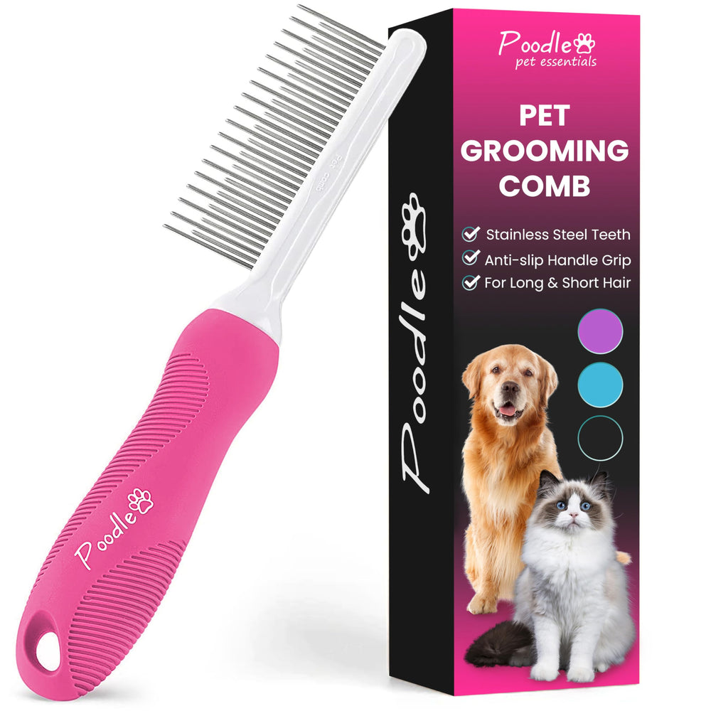 POODLIE detangler comb with long teeth for easy knot removal in dogs.