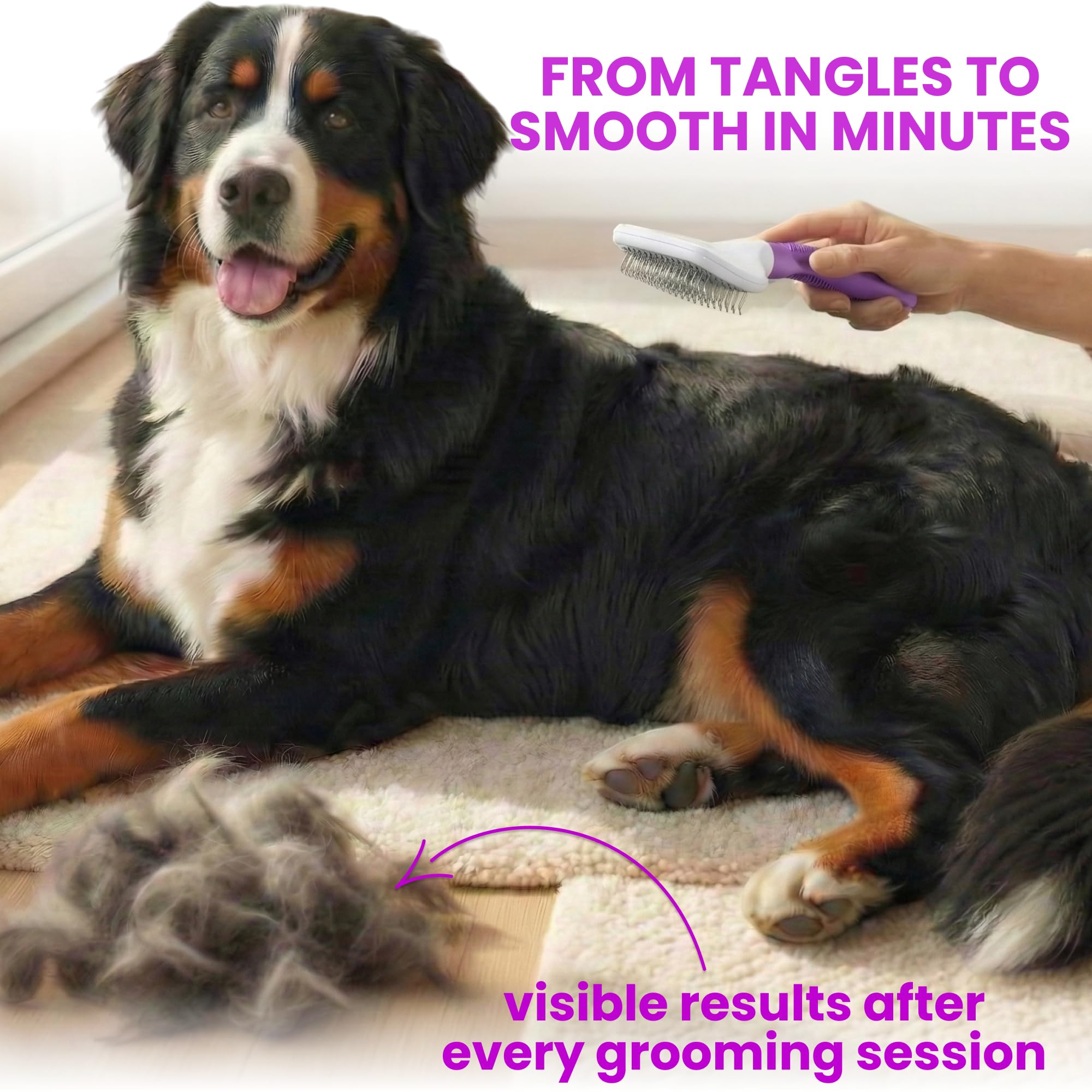 POODLIE undercoat pins demonstrate thorough loose hair removal