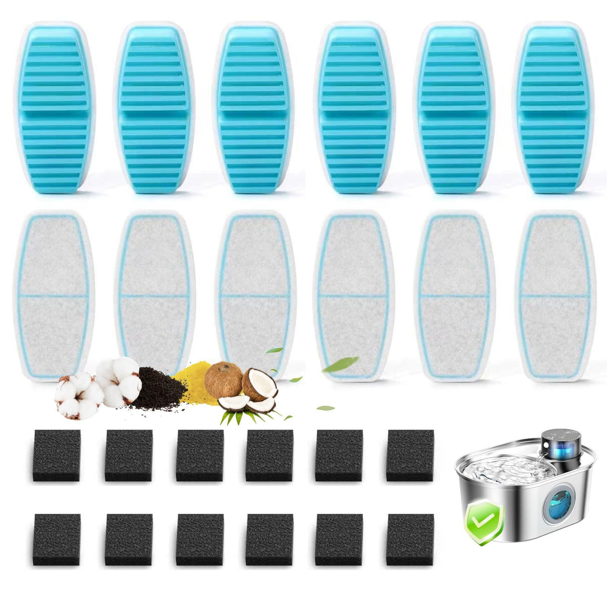 POOEKEN official B3 filter pack for cat fountain improves water cleanliness.