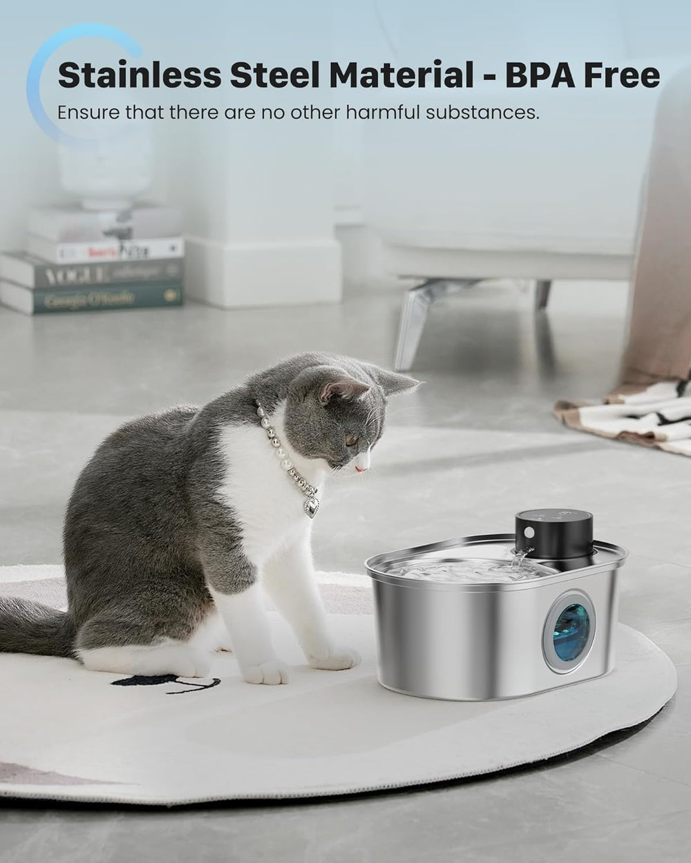 POOEKEN stainless steel bowl showing BPA-free durable surface