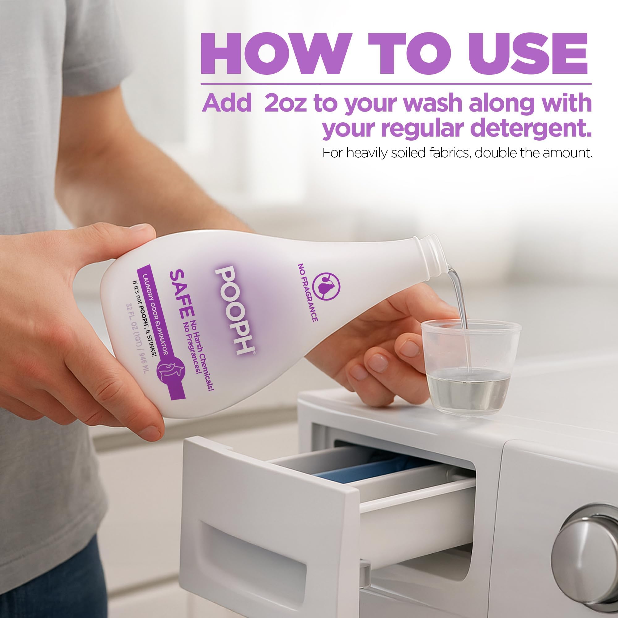 POOPH fabrics-application-spray demonstrates applying to fabrics for a freshening.