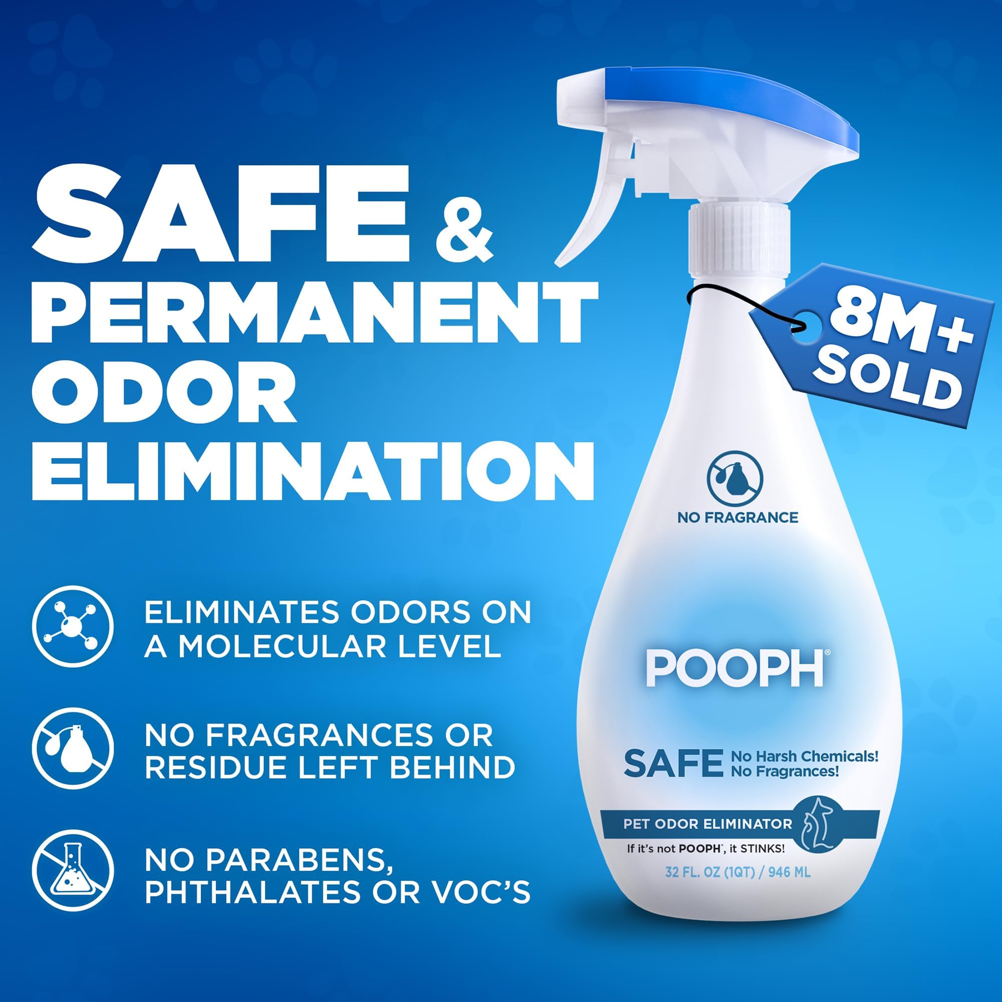 POOPH fragrance-free odor eliminator spray demonstrates pet-space use.