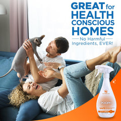 POOPH Kitty Odor Eliminator on a cat tree for odor relief