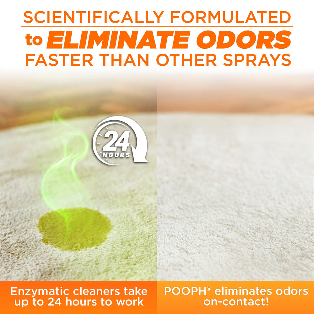 POOPH Kitty Spray bottle label highlighting fragrance-free and safe-use claims.