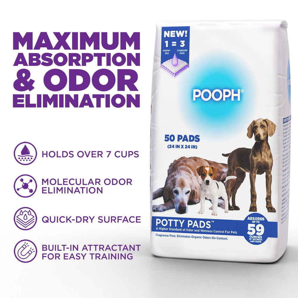 POOPH Potty Pads feature quilted multi-layer construction for moisture management.