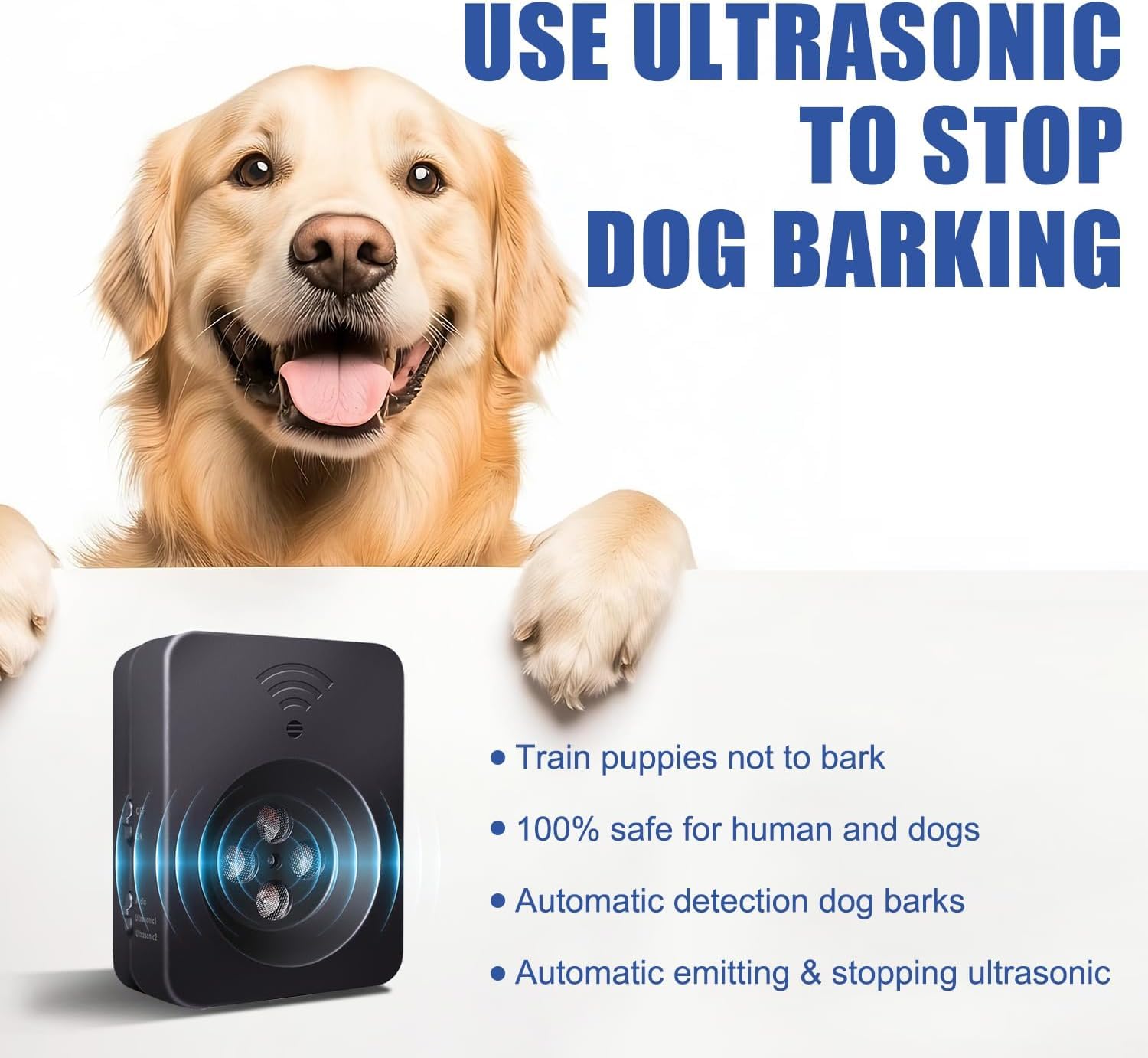 Poosejzl battery-powered dog bark deterrent with long-lasting charge.