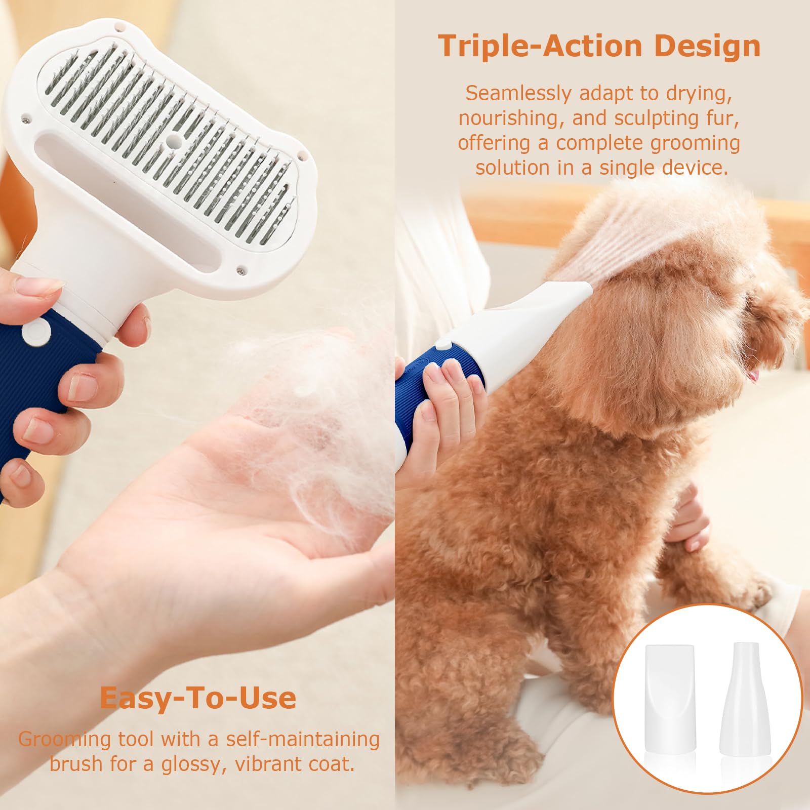 POPET compact dryer operates quietly to reduce pet stress during grooming