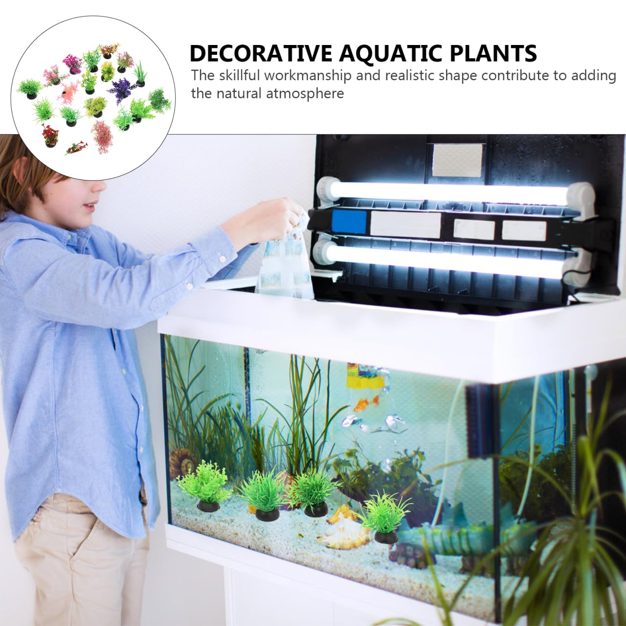 POPETPOP artificial aquarium plants stay vibrant without extra care, ideal for busy hobbyists.
