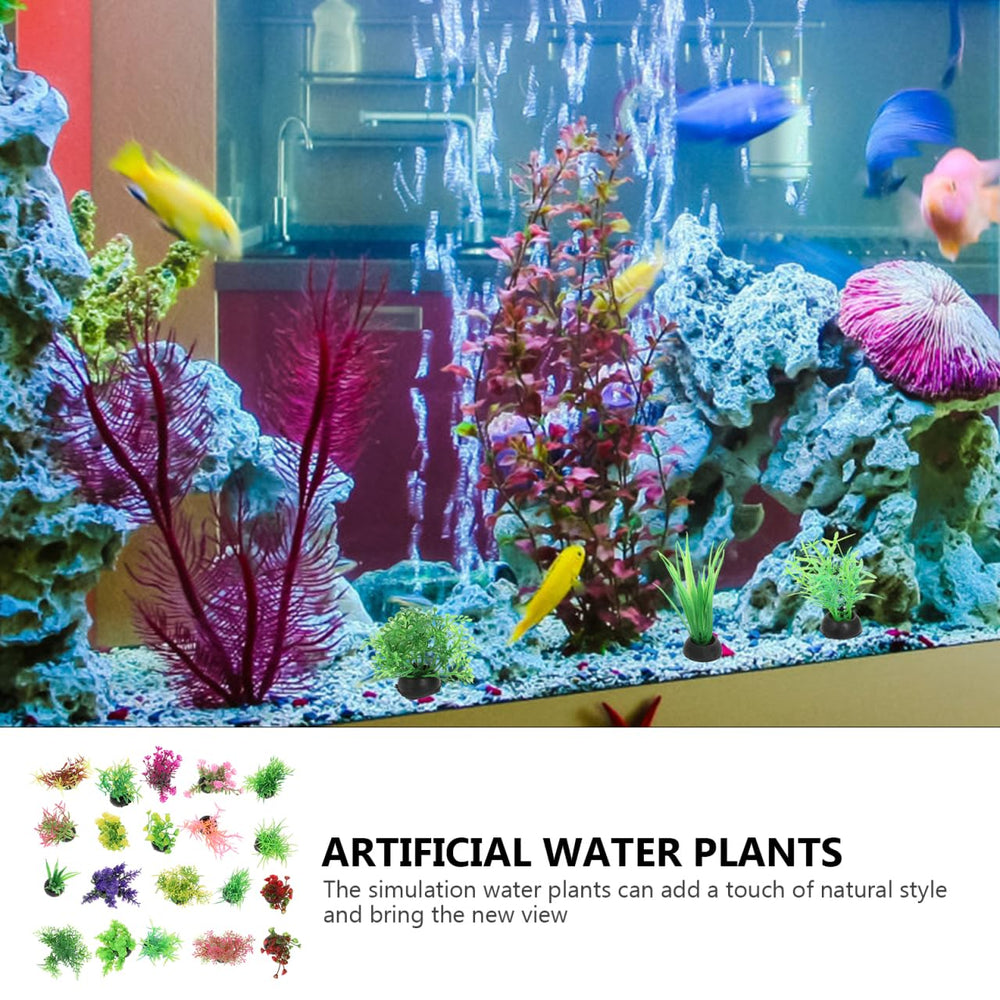 POPETPOP artificial aquarium plants provide festive colors and texture for a lively tank scene.