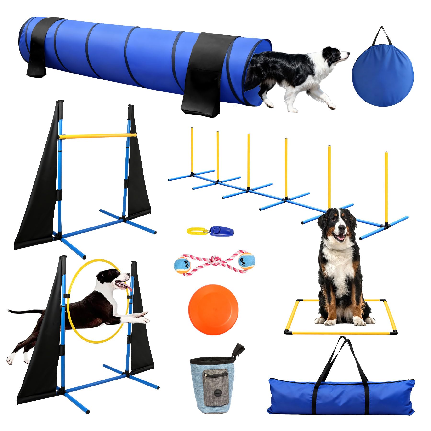 PopMoon agility jumps set for dogs improves coordination during backyard drills.