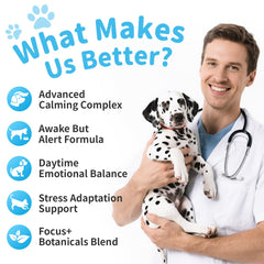 Poppaw Calming Chews soft-chews close-up with bacon flavor for anxiety relief.