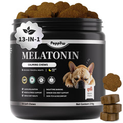POPPAW melatonin calming chews in a bottle promote nighttime calm for dogs