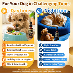 POPPAW nighttime melatonin drops promote a more restful sleep for dogs.