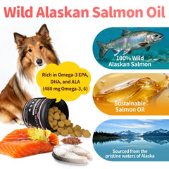 POPPAW Salmon Oil rich in EPA and DHA supports overall omega-3 nutrition.