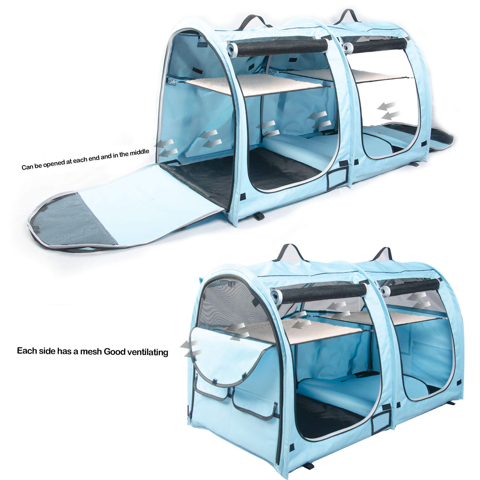 Porayhut Mispace detachable hammocks and mats provide cozy resting spots.