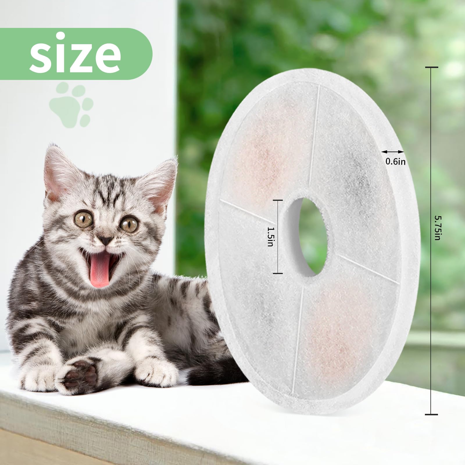 Porens 5.8-inch diameter filter highlights generous surface for effective cleansing.