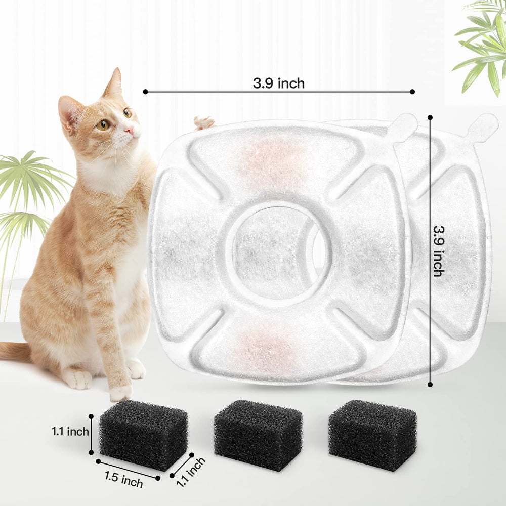 Porens 95oz fountain compatibility graphic shows secure fit for automatic cat fountains