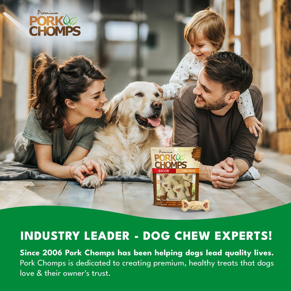 Pork Chomps fat-reduction patented process yields a leaner chew.