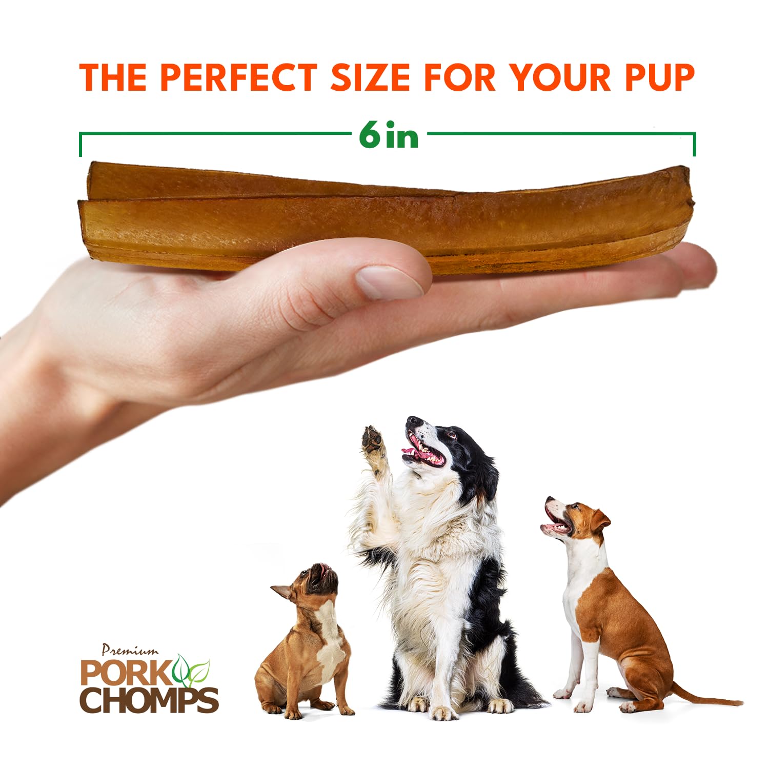 Pork Chomps high-protein low-fat chews; great for nutritious treats.