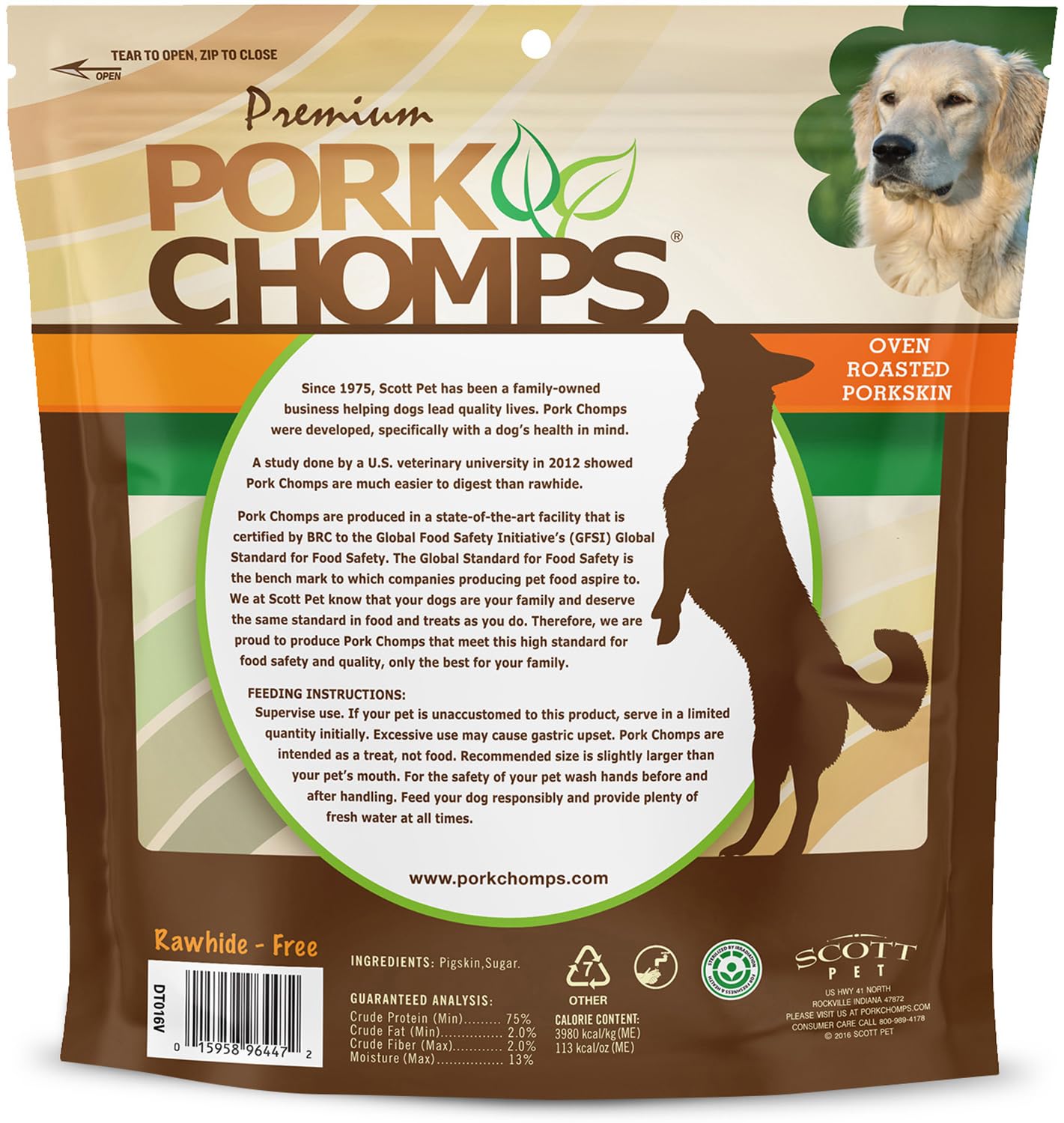 Pork Chomps long-lasting dog chew; supports engaging chew sessions.