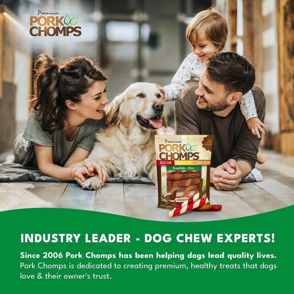 Pork Chomps 6-inch twists are high protein and low fat