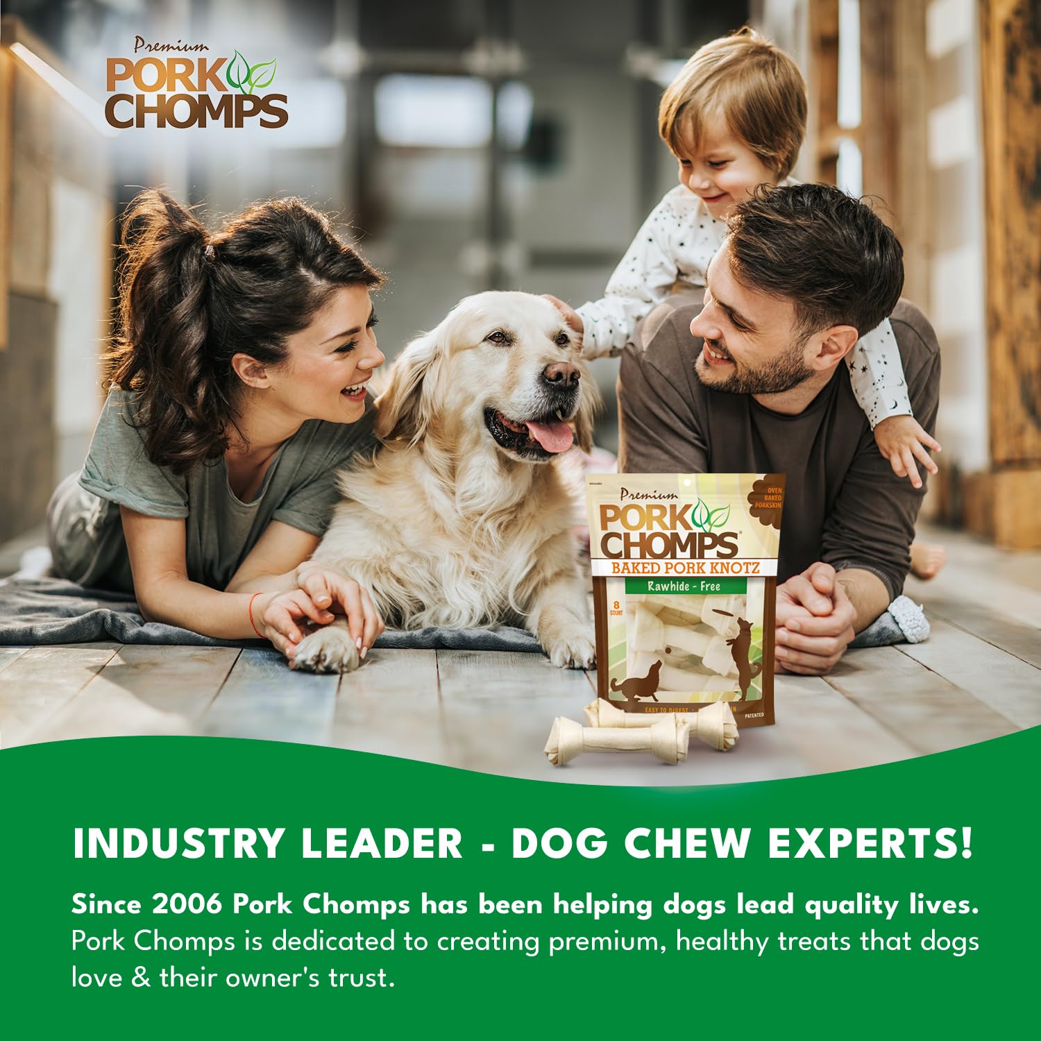 Pork Chomps low-fat rawhide-free chews for cleaner snacking