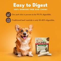 Real pork skin ingredient highlight for a nutritious chew.