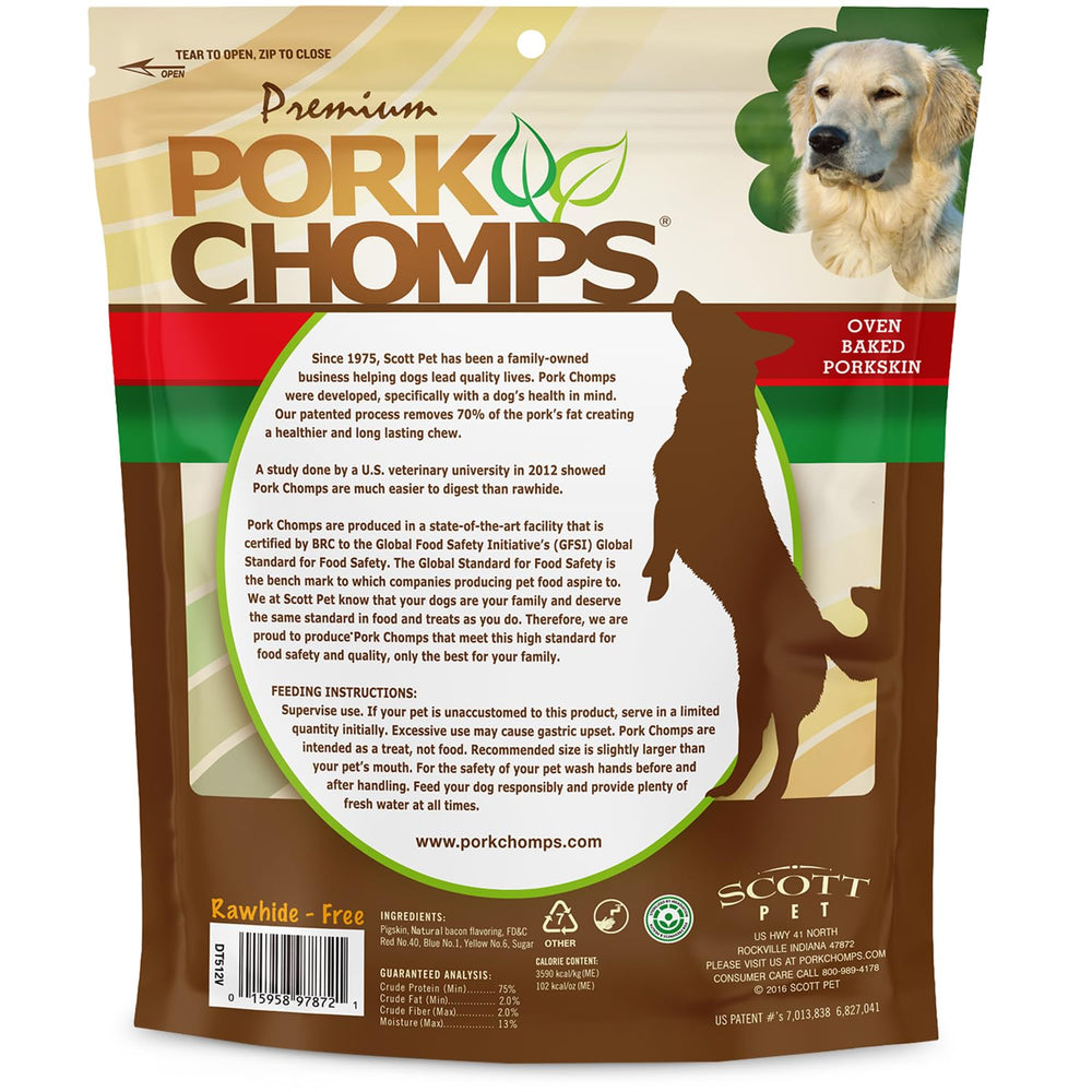 Pork Chomps resealable bag keeps treats fresh between uses.