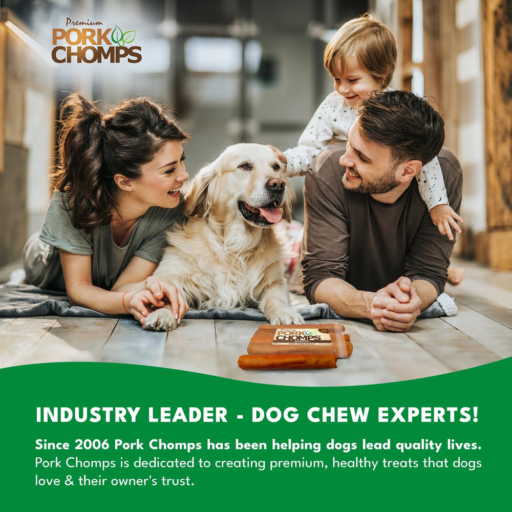 Pork Chomps roll texture supports longer chewing for dental routines.