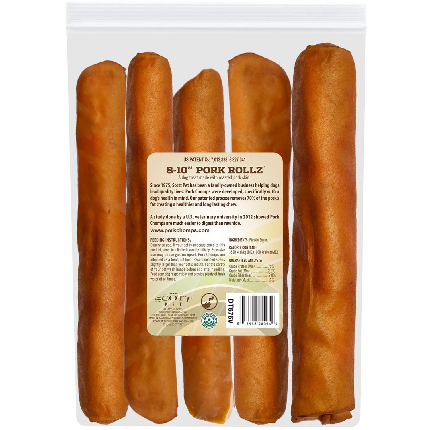Resealable bag keeps Pork Chomps rolls fresh between uses.