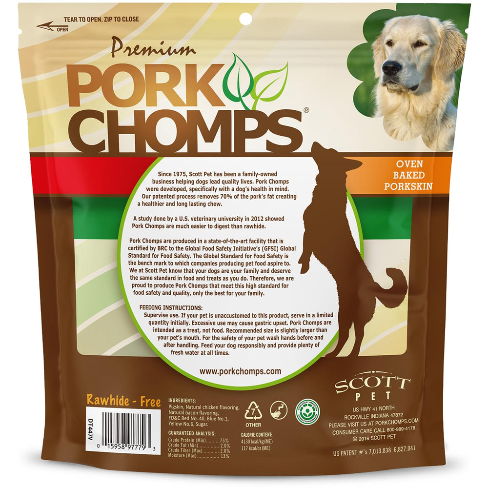 Pork Chomps 6-inch twists satisfy cravings for dogs of all sizes.