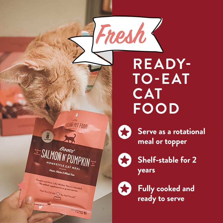 Portland Pet Food Company gluten-free, grain-free cat pouch with pumpkin.