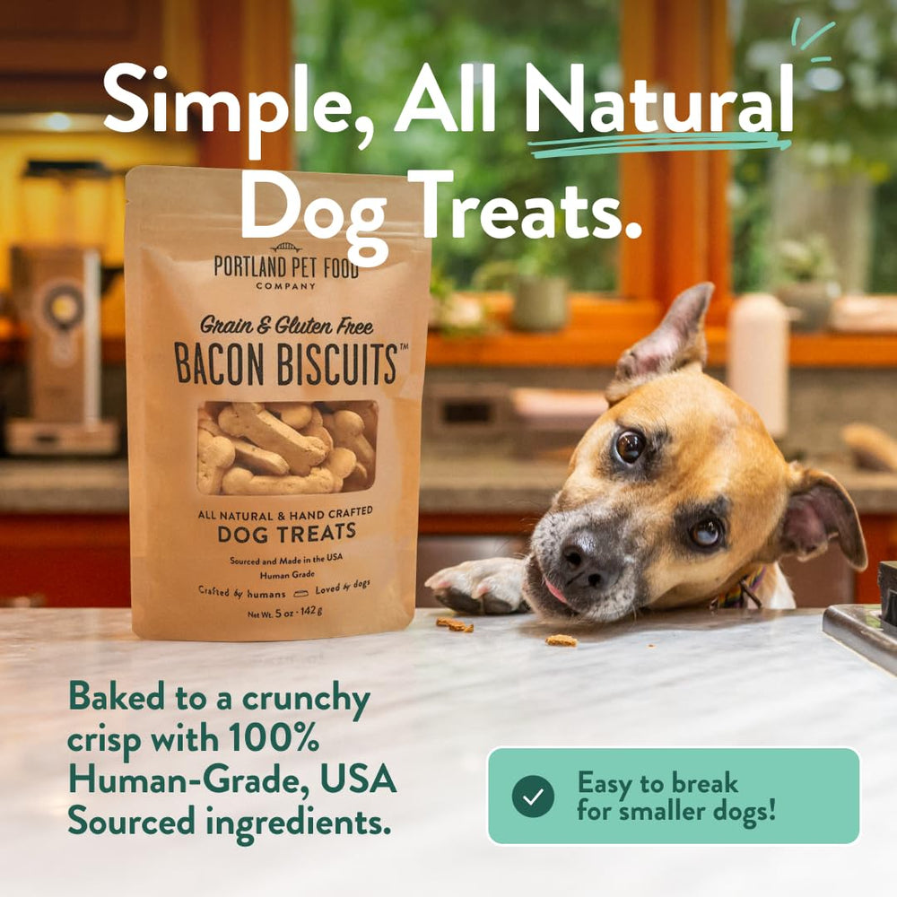 Portland Pet Food Co Bacon Dog Treats grain-free formula supports sensitive stomachs