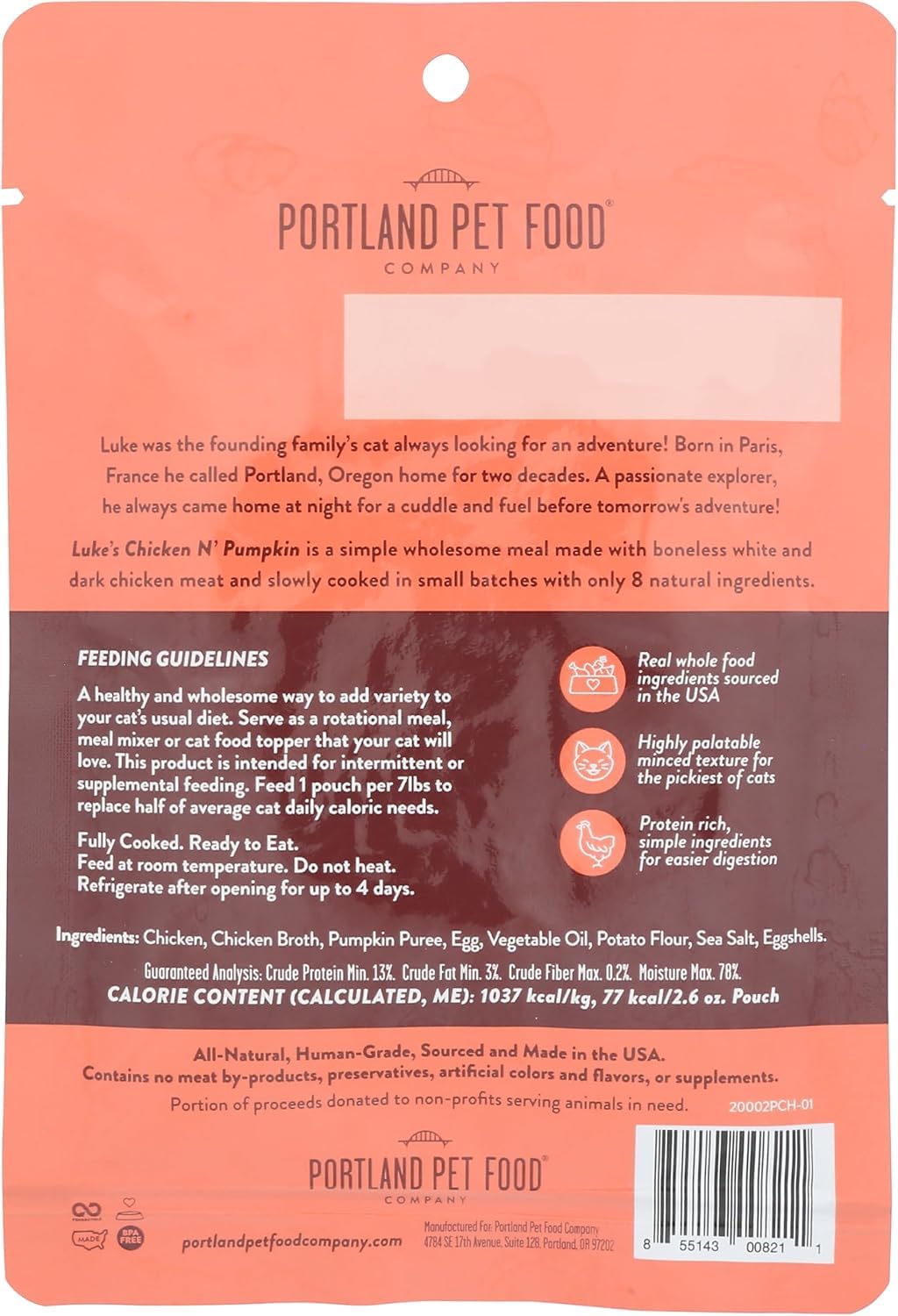 Pumpkin adds natural flavor and fiber to meals with Luke's pouch.