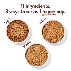 Portland Pet Food Company pour-over bowl view highlights tender morsels and aroma.