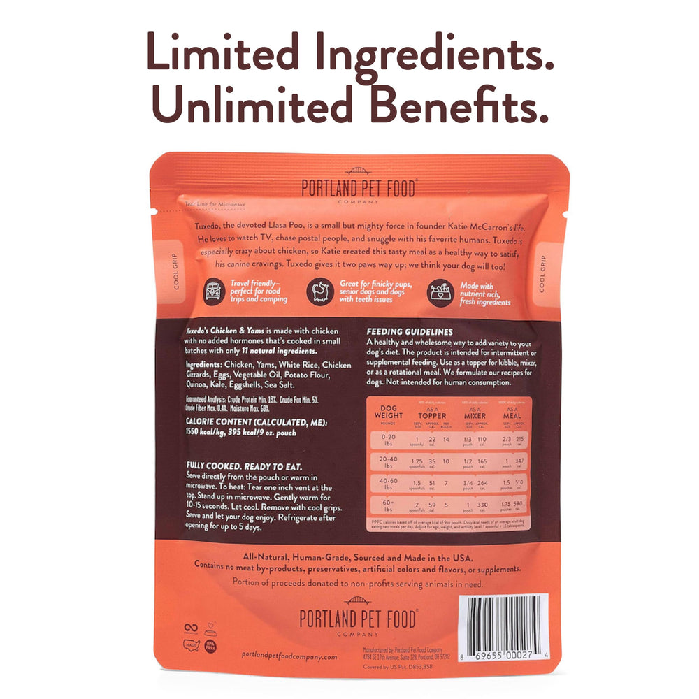 Portland Pet Food Company suitable for large and small breeds and seniors.