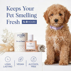 Posie Pets vanilla jasmine musk scent highlights spa-like aroma for daily cuddles.