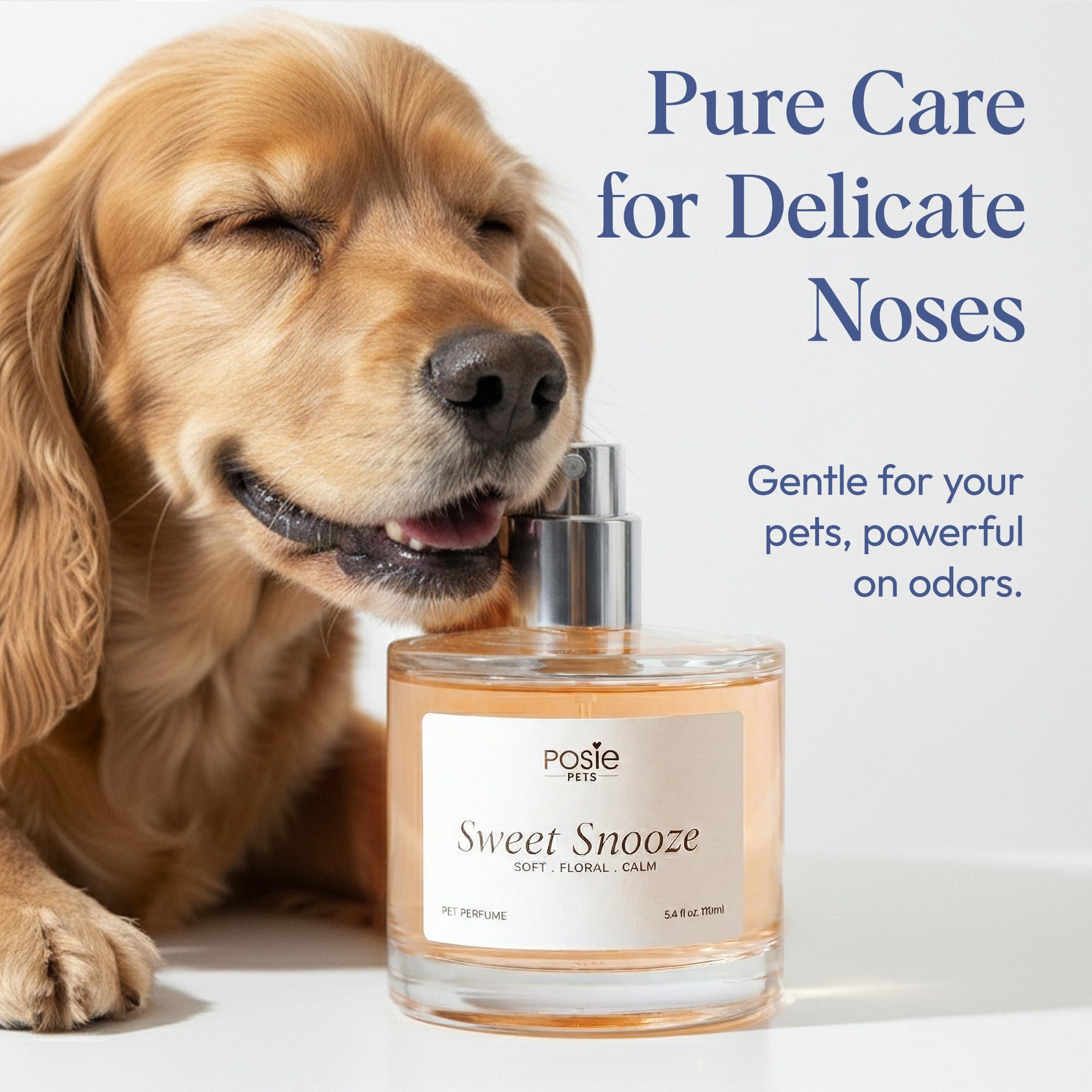 Posie Pets vegan alcohol-free formula emphasizes gentle care for dogs.